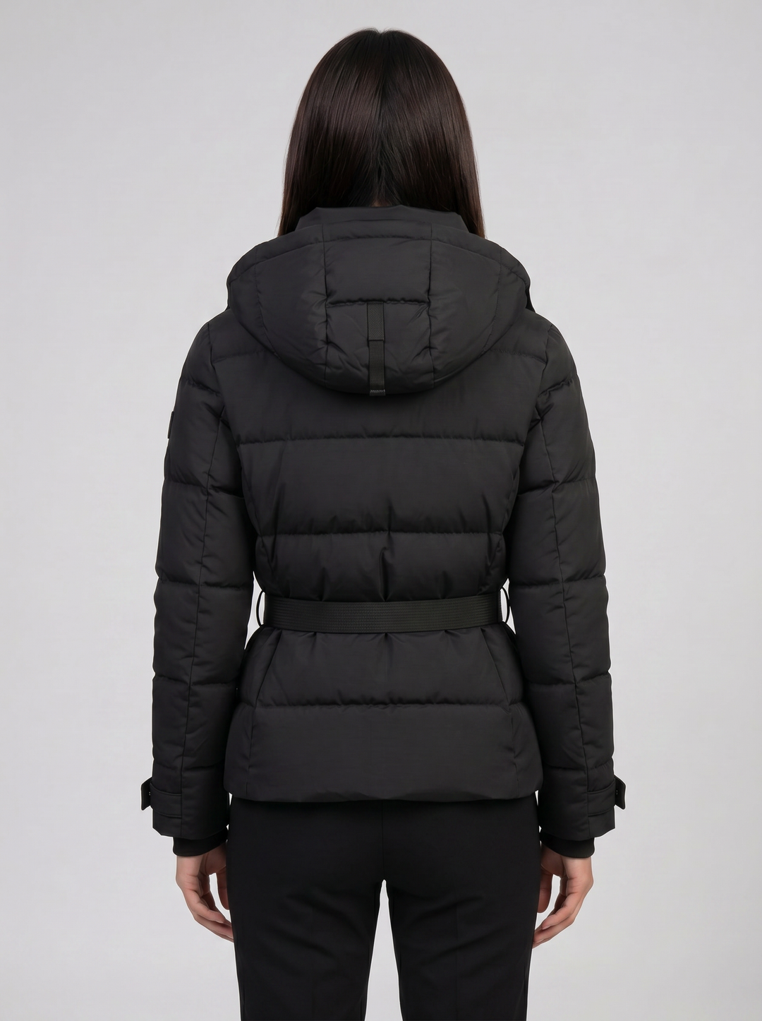 Isla | Black Belted Quilted Hooded Puffer Jacket