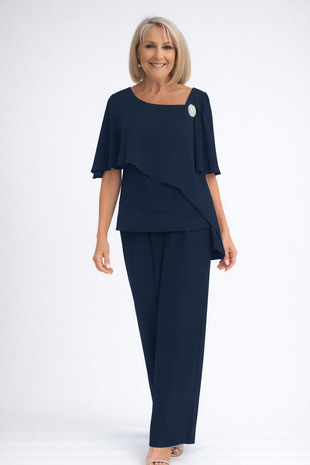 Isla | Chiffon Ruffle Sleeve Going Out Top Wide Leg Trouser Set