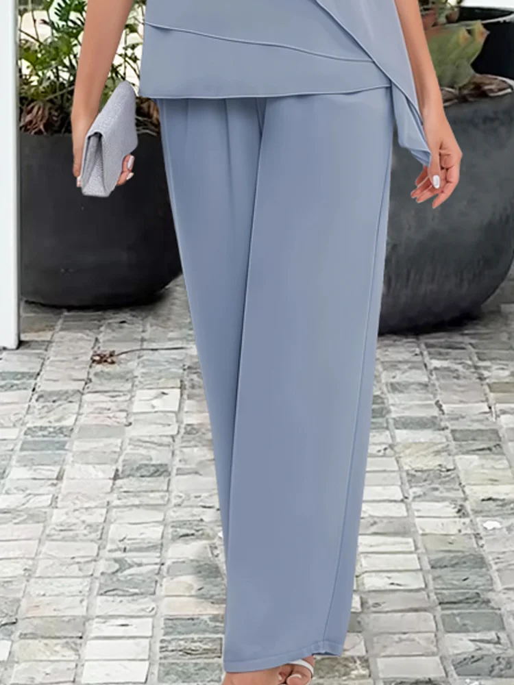 Isla | Chiffon Ruffle Sleeve Going Out Top Wide Leg Trouser Set