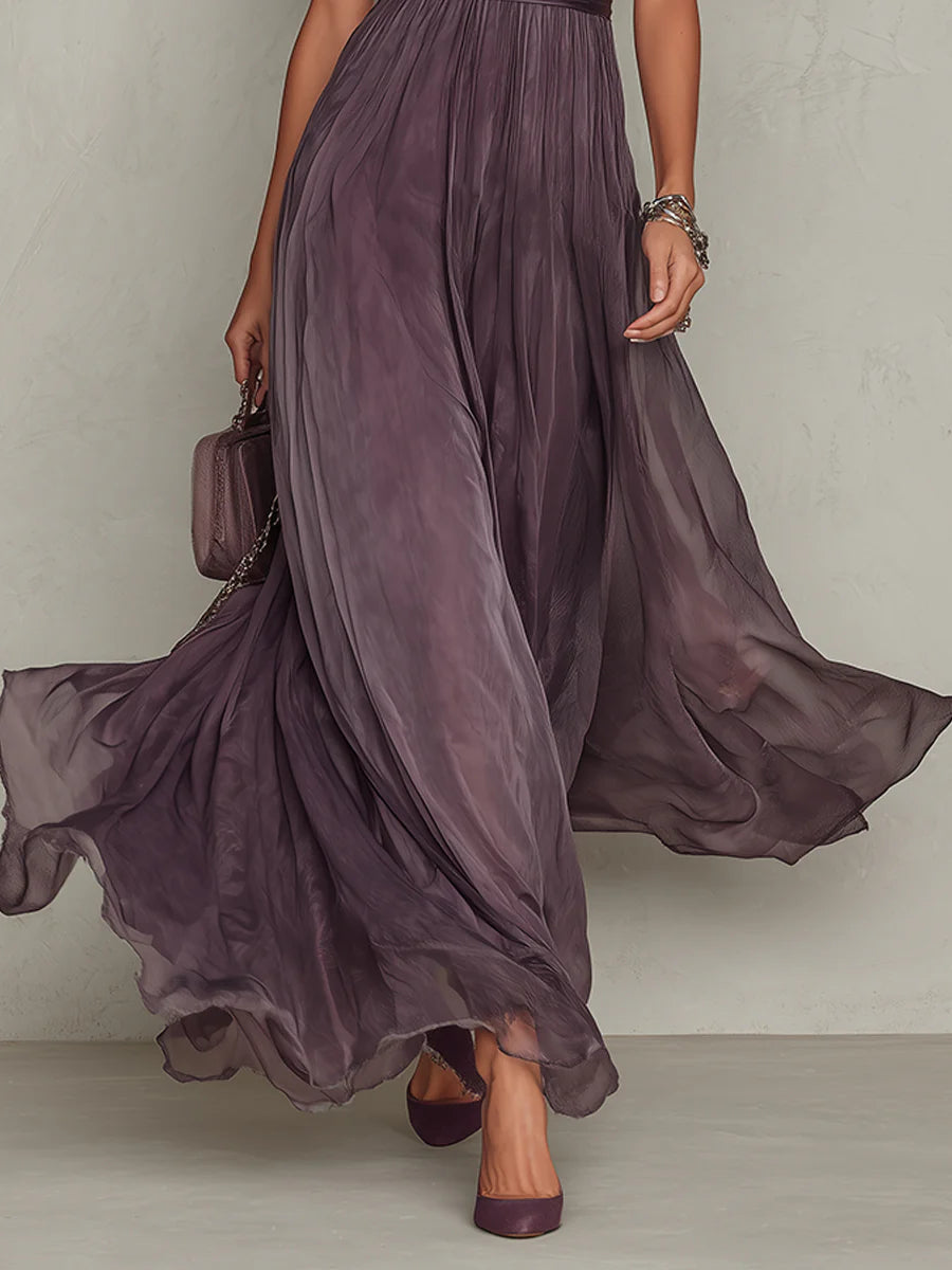 Isla | Purple Chiffon Wedding Guest Maxi Dress