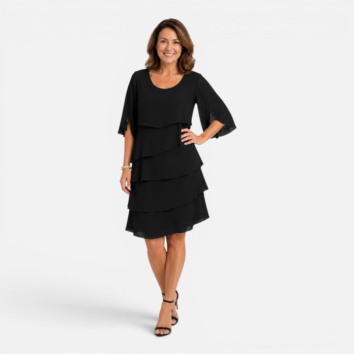 Isla | Tiered Short Sleeve Knee Length Summer Dress