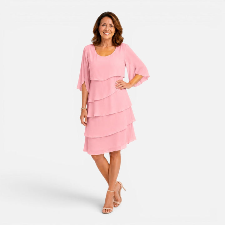 Isla | Tiered Short Sleeve Knee Length Summer Dress