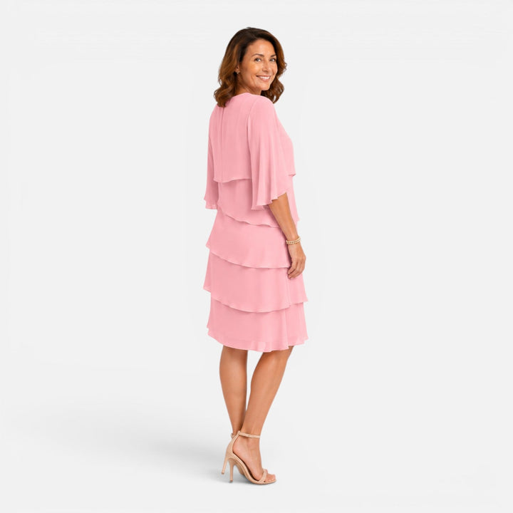 Isla | Tiered Short Sleeve Knee Length Summer Dress