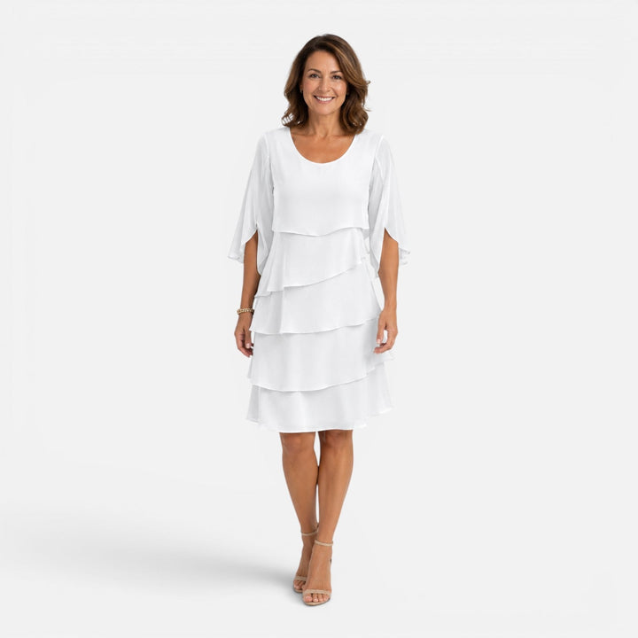 Isla | Tiered Short Sleeve Knee Length Summer Dress