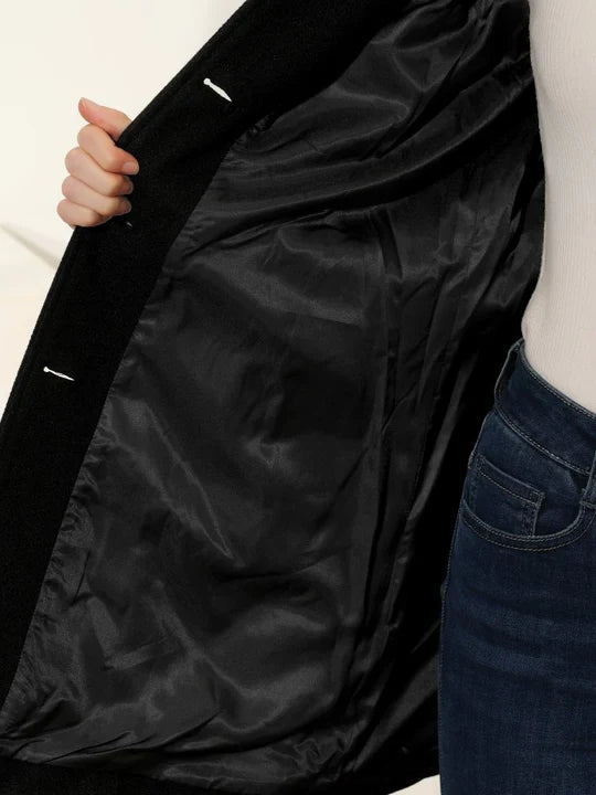Isla | Womens Collared Long Sleeve A-Line Button Coat