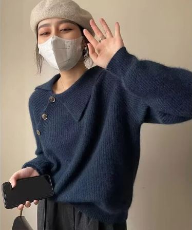 Isla | Womens Knitted Mock Neck Button Sweater