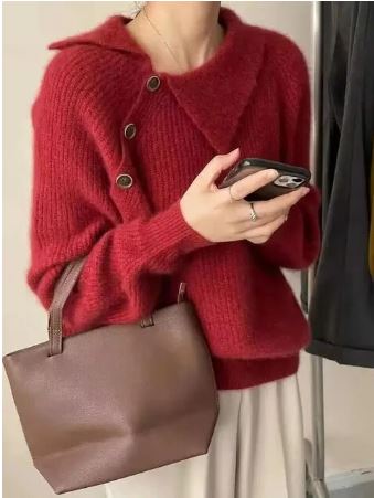 Isla | Womens Knitted Mock Neck Button Sweater