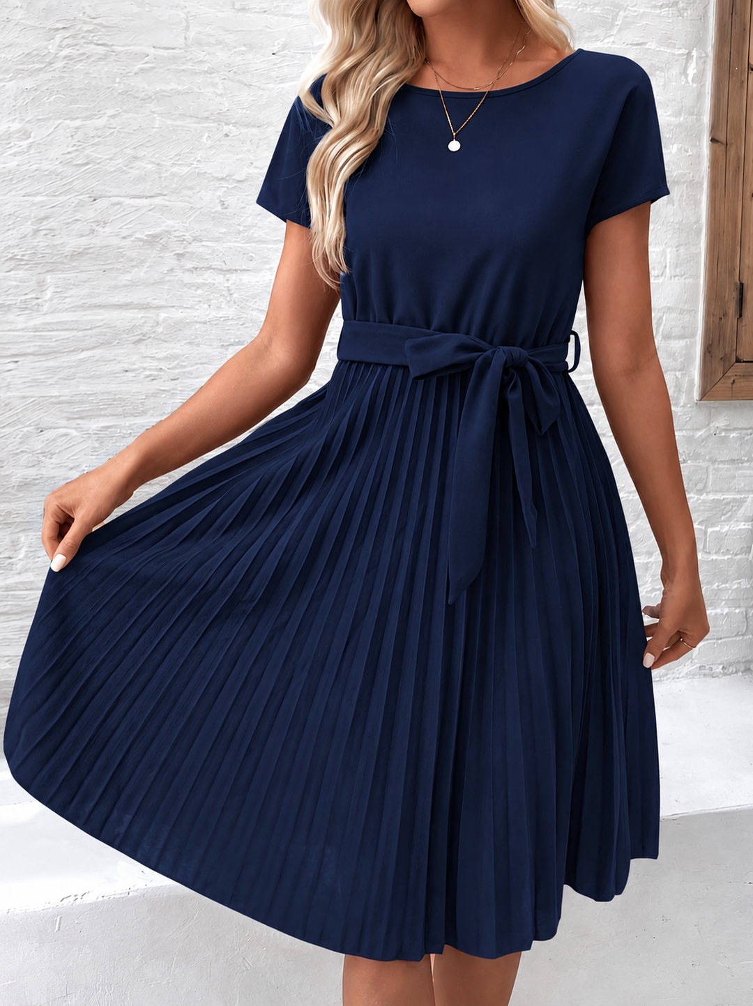 Ivy | Wedding Guest Pleated Short Sleeve Party Dress