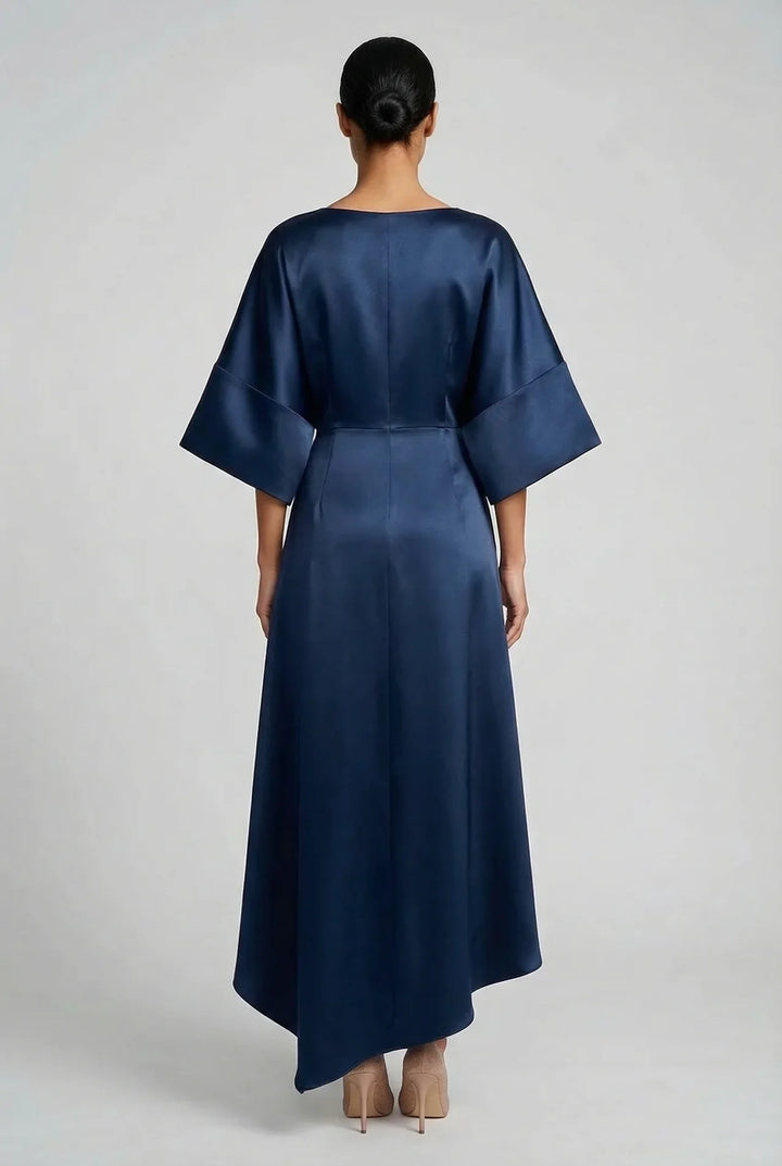 Ivy | Wedding Guest Satin Batwing Sleeve Midi Dress