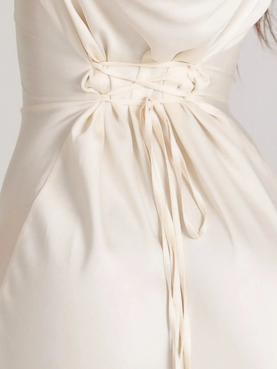 Ivy | Wedding Guest Satin Bell Sleeve Maxi Dress
