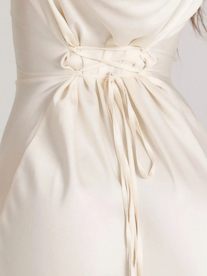 Ivy | Wedding Guest Satin Bell Sleeve Maxi Dress