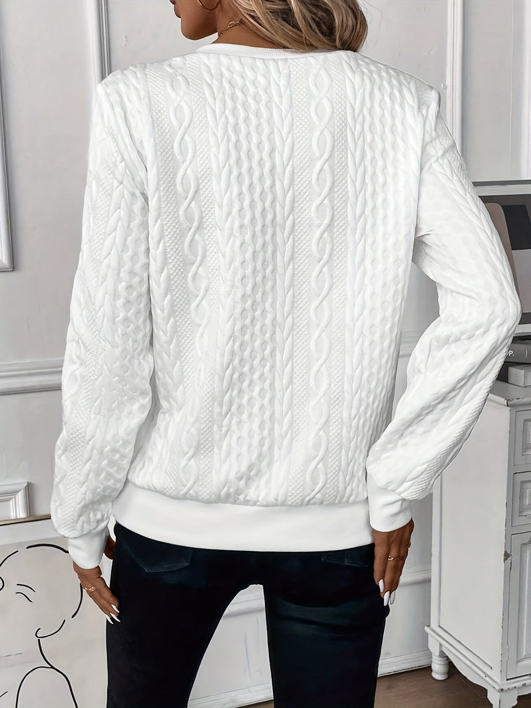 Ivy | Womens Cable Knit Quarter Zip Long Sleeve Sweatshirt