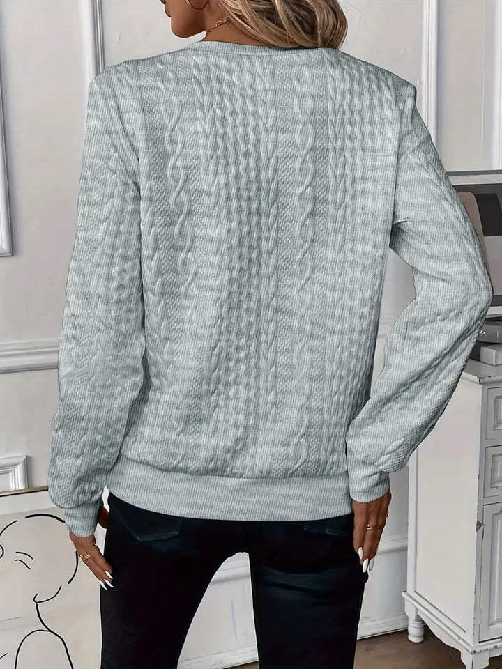 Ivy | Womens Cable Knit Quarter Zip Long Sleeve Sweatshirt