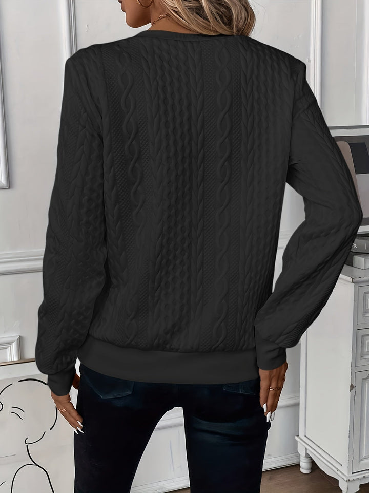 Ivy | Womens Cable Knit Quarter Zip Long Sleeve Sweatshirt
