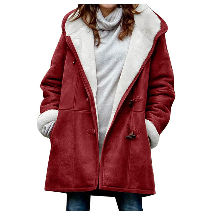 Ivy | Womens Hooded Faux Fur Lined Suede Toggle Coat