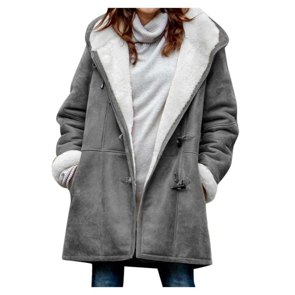 Ivy | Womens Hooded Faux Fur Lined Suede Toggle Coat
