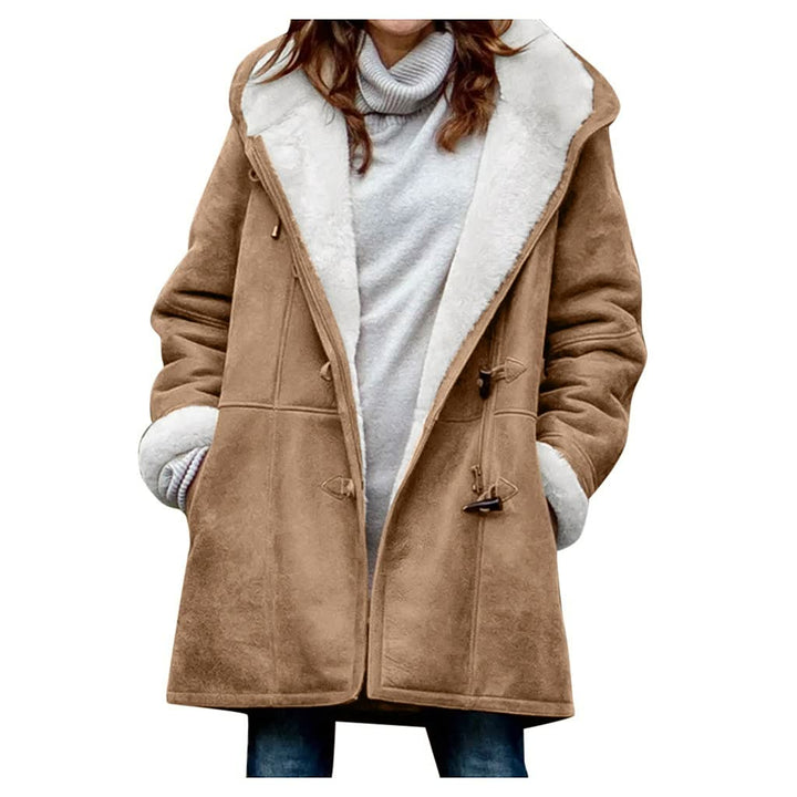 Ivy | Womens Hooded Faux Fur Lined Suede Toggle Coat