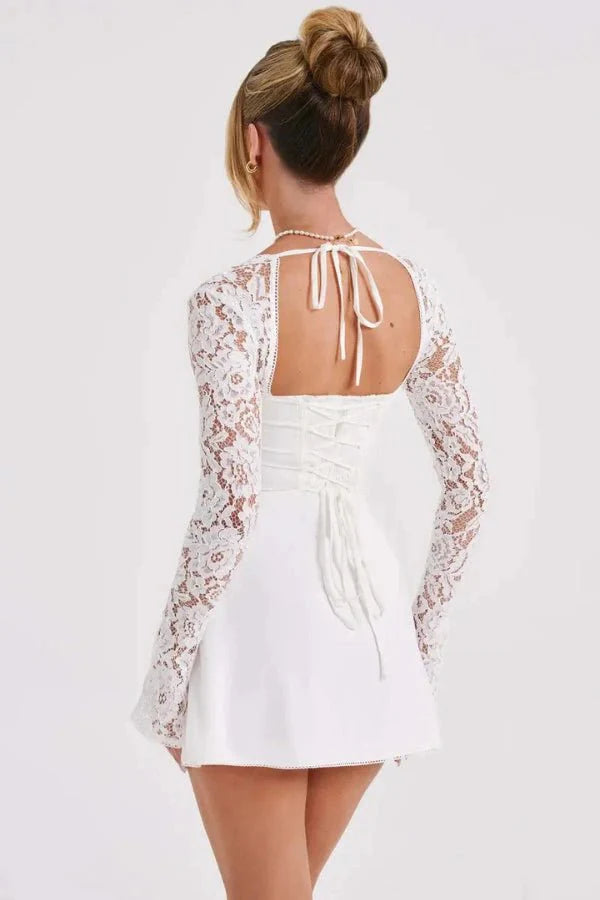 Ivy | Womens Lace Long Sleeve Mini Party Dress