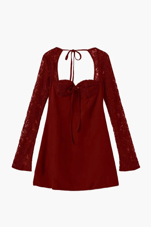 Ivy | Womens Lace Long Sleeve Mini Party Dress