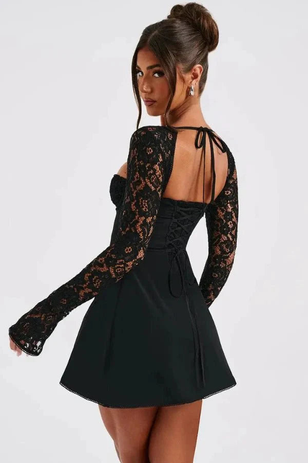 Ivy | Womens Lace Long Sleeve Mini Party Dress