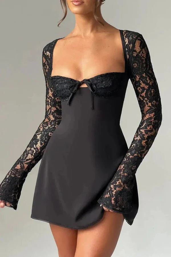 Ivy | Womens Lace Long Sleeve Mini Party Dress