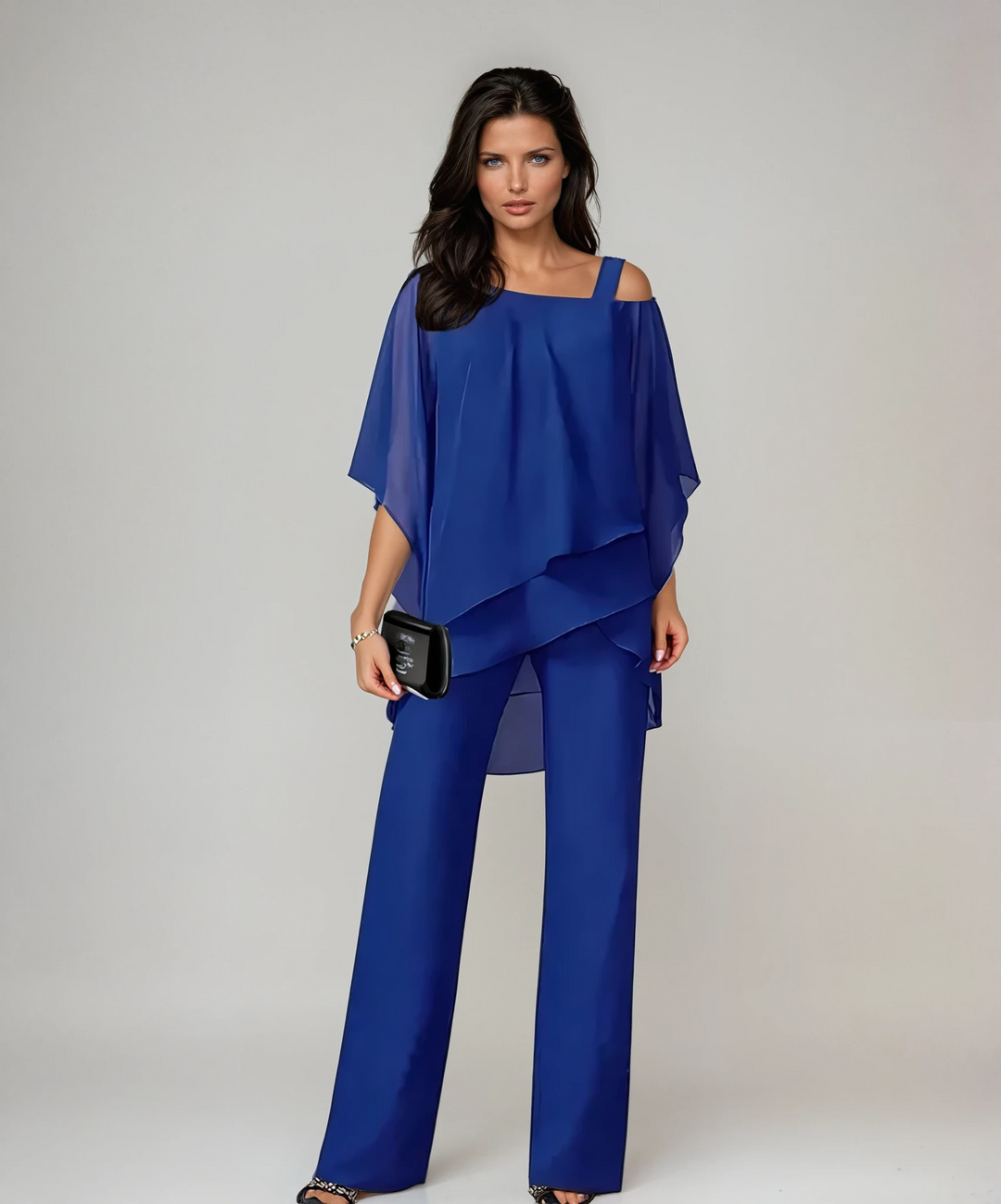 Ivy | Womens Off Shoulder Ruffle Wide Leg Trousers Suit