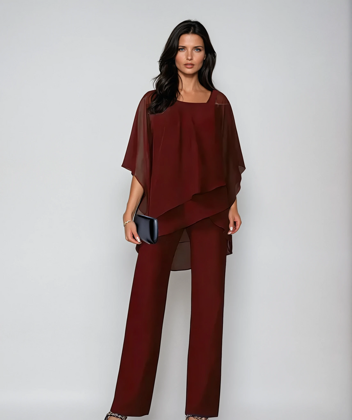 Ivy | Womens Off Shoulder Ruffle Wide Leg Trousers Suit