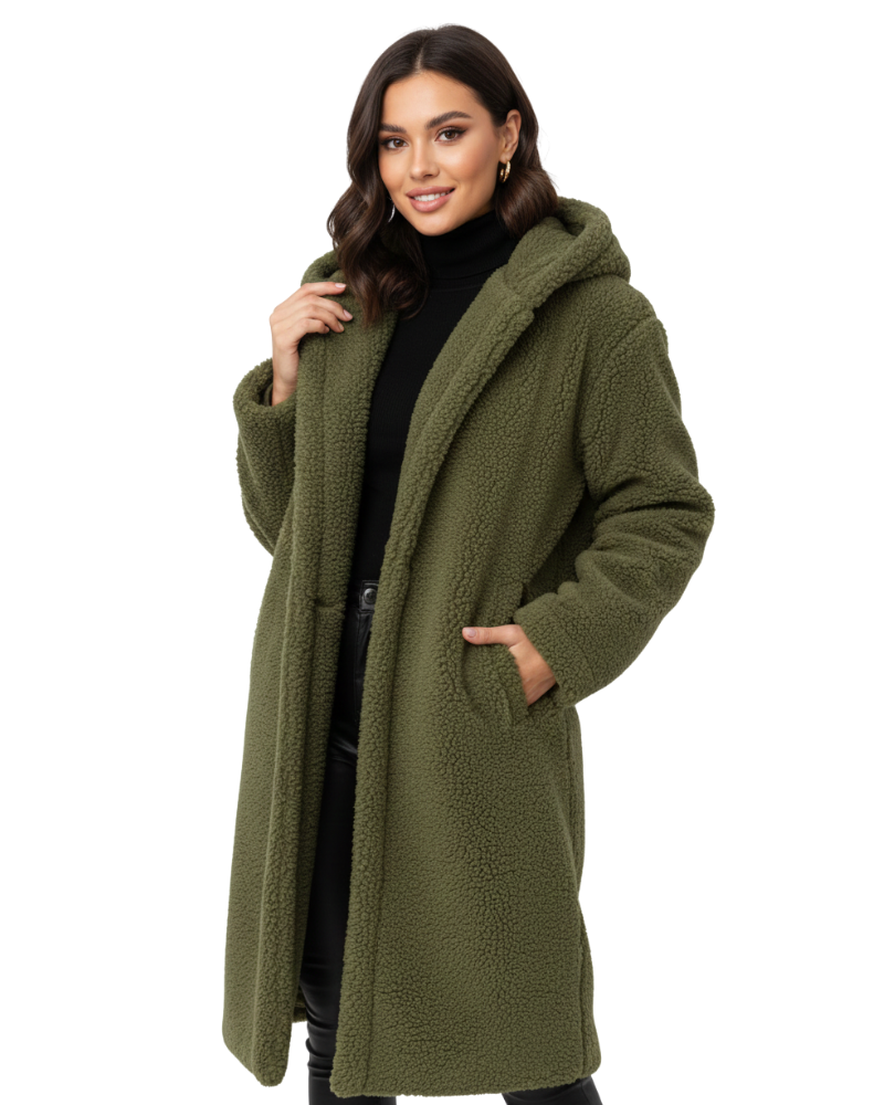 Imogen | Off White Faux Fur Hooded Oversized Coat