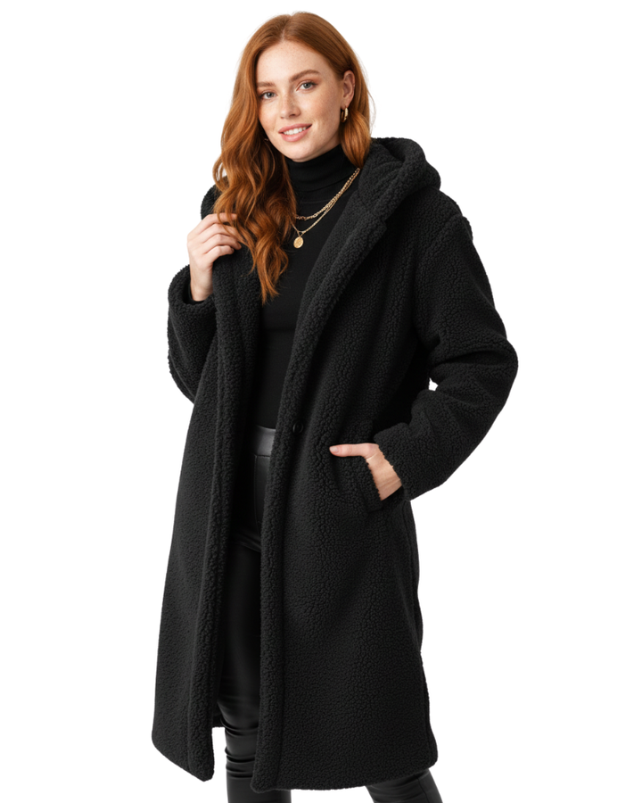 Imogen | Off White Faux Fur Hooded Oversized Coat