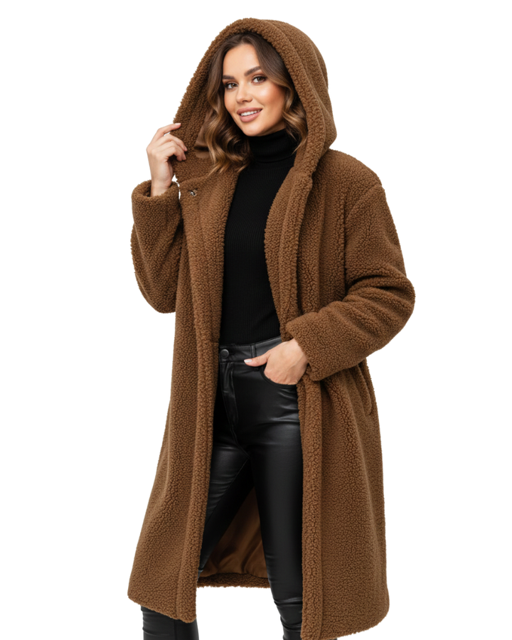 Imogen | Off White Faux Fur Hooded Oversized Coat