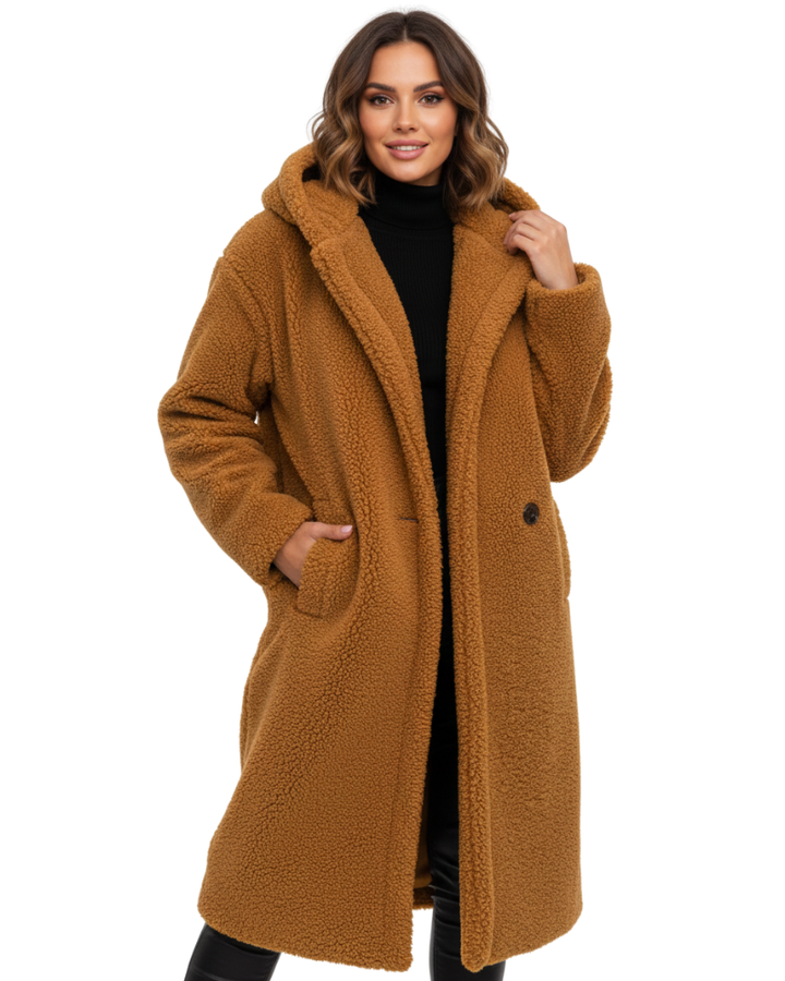Imogen | Off White Faux Fur Hooded Oversized Coat