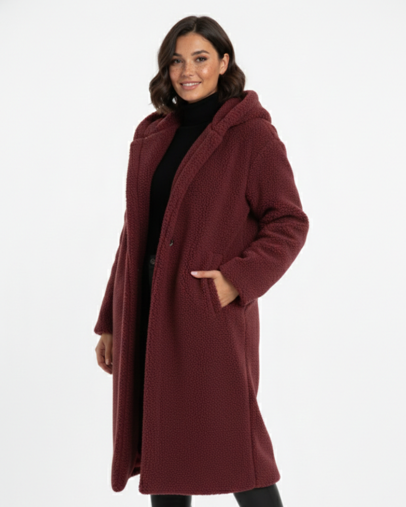 Imogen | Off White Faux Fur Hooded Oversized Coat