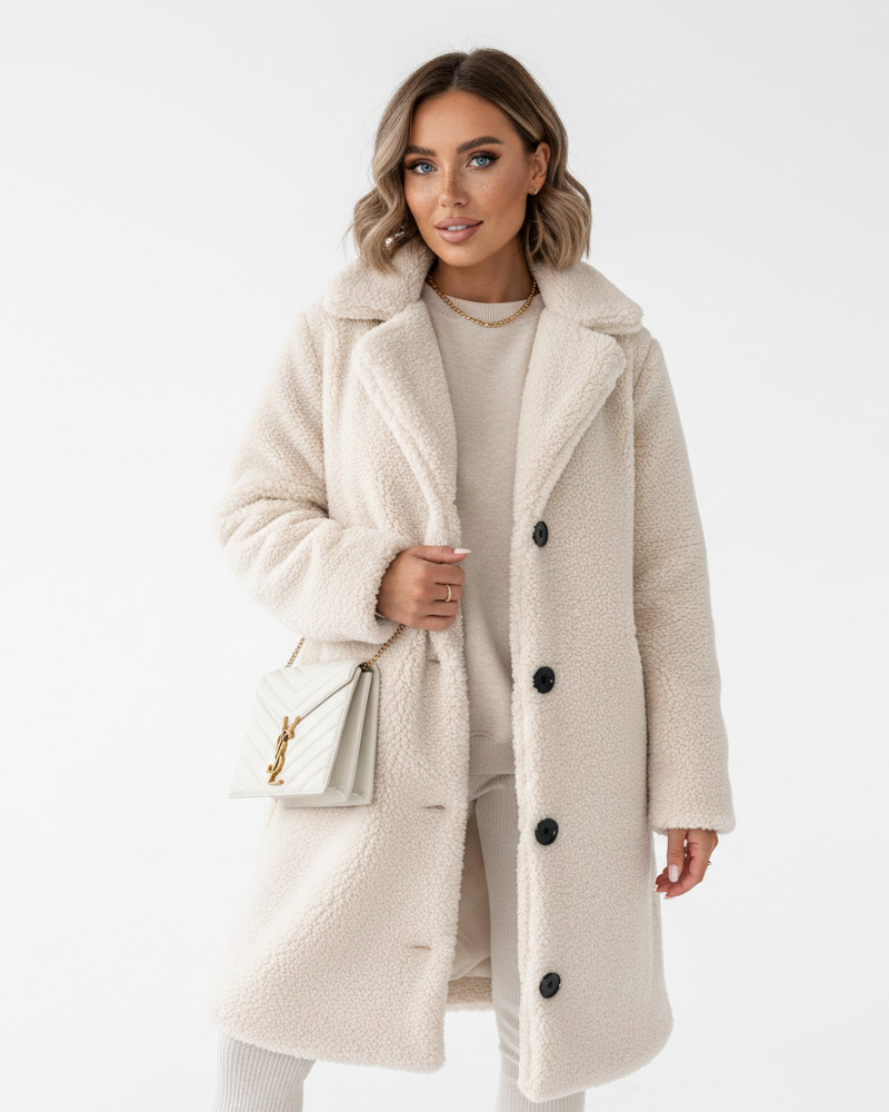 Harriet | Cream Shearling Fleece Teddy Coat