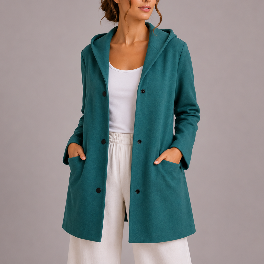 Lottie | Womens Relaxed Fit Hooded Snap Button Jacket