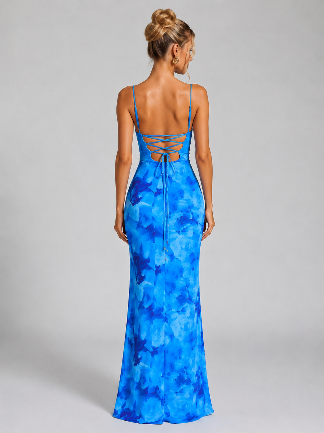 Maisie | Blue Floral Wedding Guest Maxi Dress