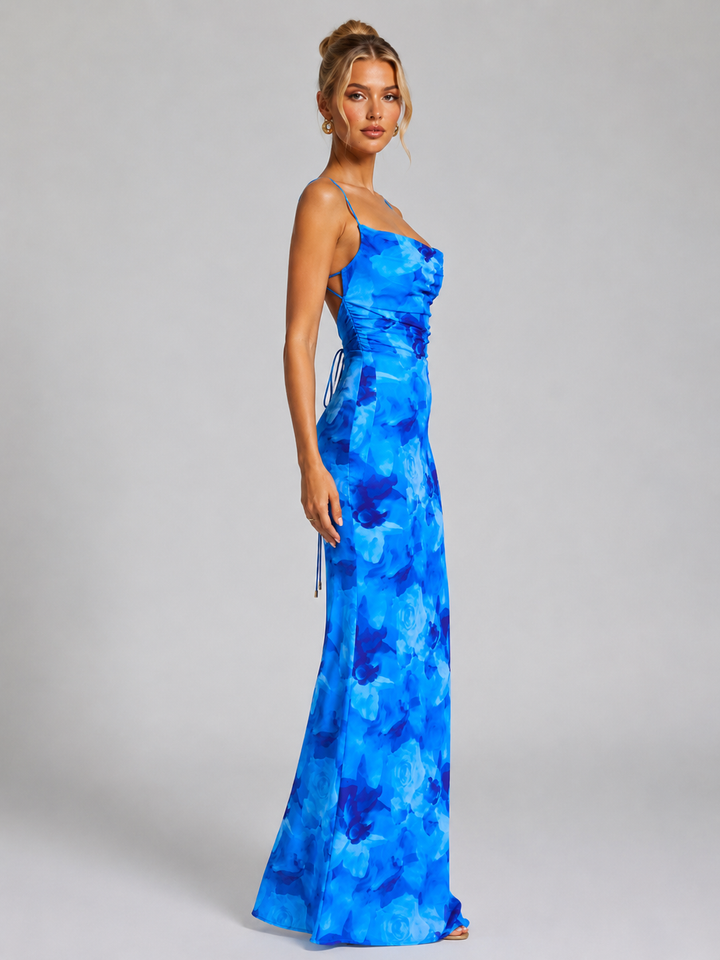 Maisie | Blue Floral Wedding Guest Maxi Dress