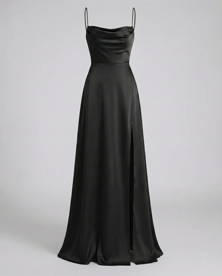 Maisie | Wedding Guest Cowl Neck Satin Maxi Dress