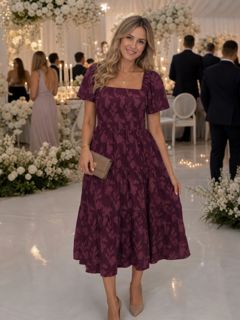 Maisie | Wedding Guest Floral Lace Midi Dress