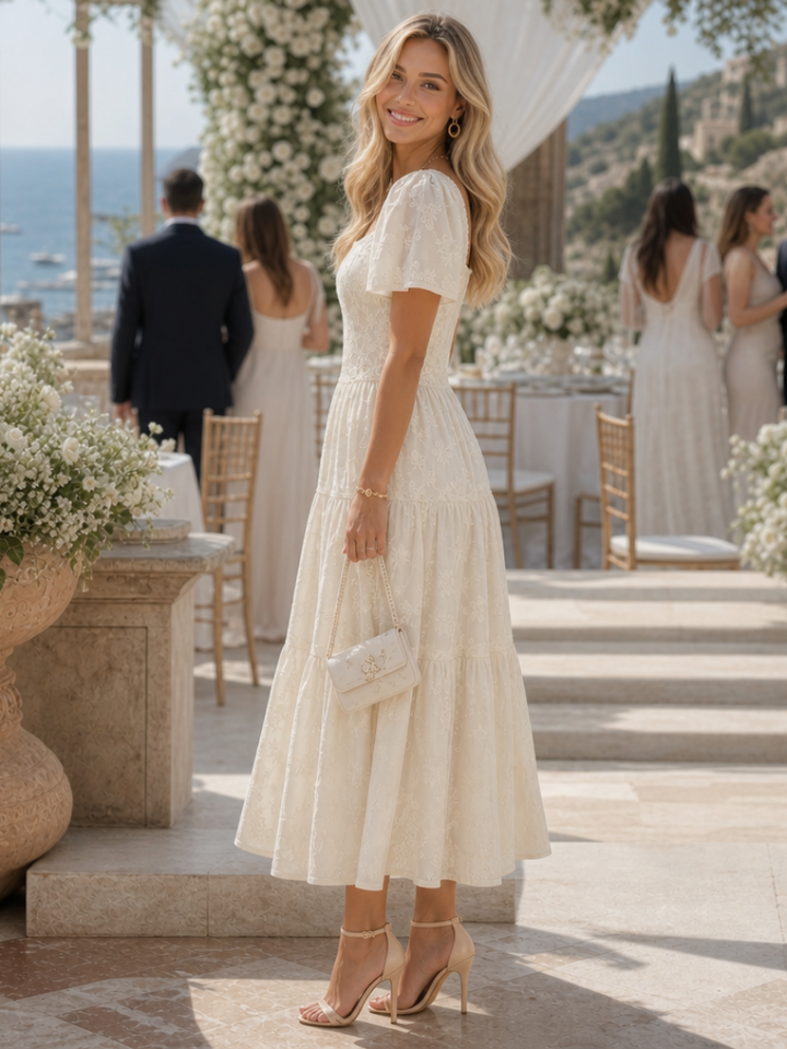 Maisie | Wedding Guest Floral Lace Midi Dress