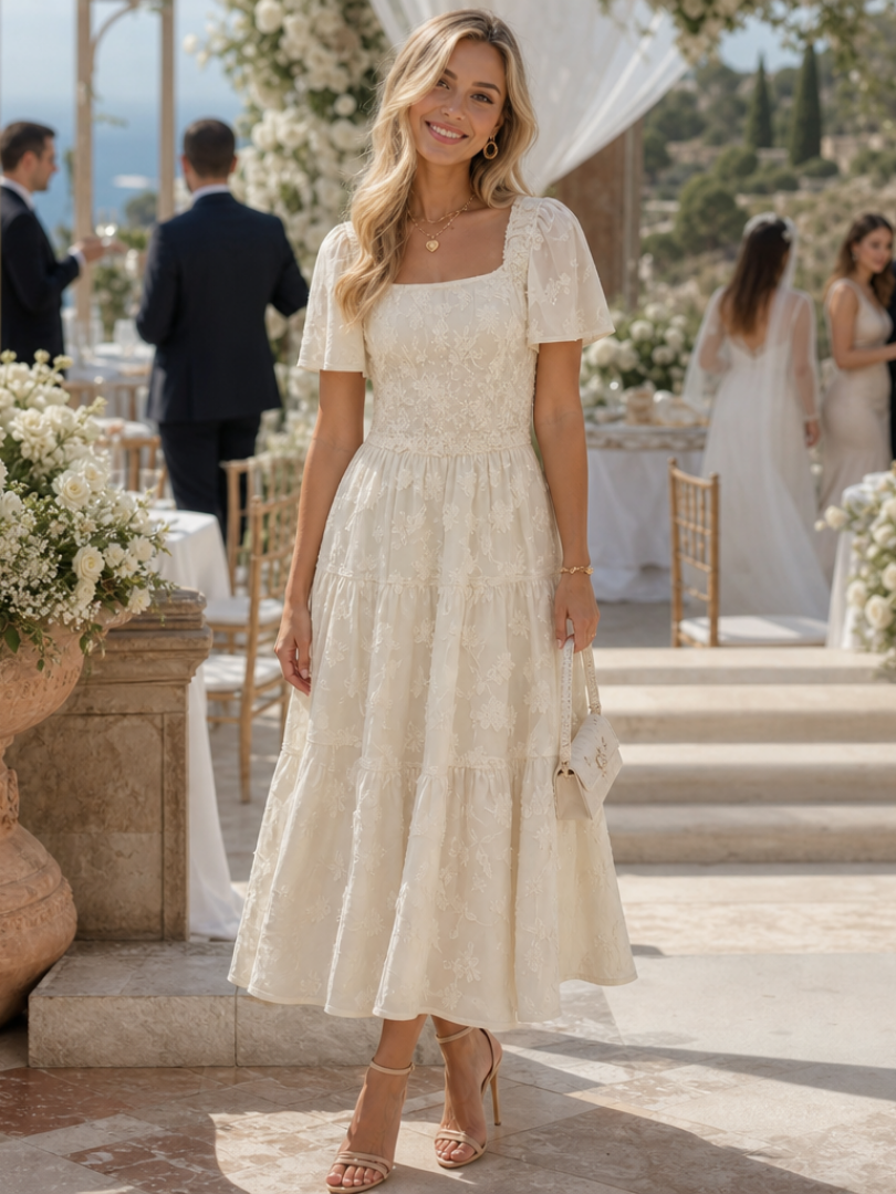 Maisie | Wedding Guest Floral Lace Midi Dress