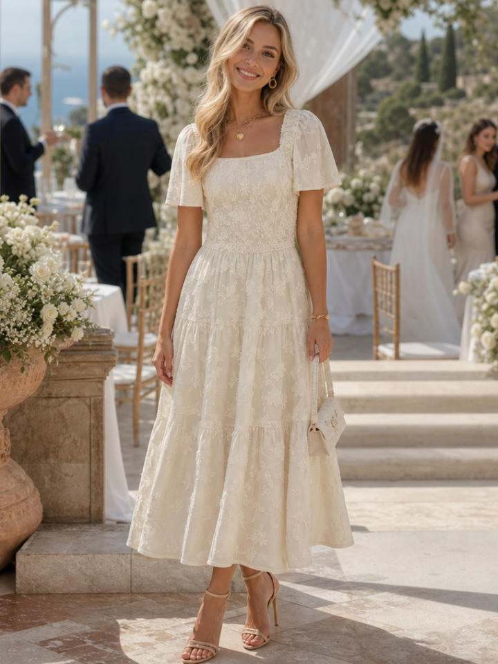 Maisie | Wedding Guest Floral Lace Midi Dress