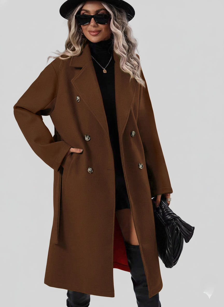 Maisie | Womens Double Breasted Belted Lapel Coat