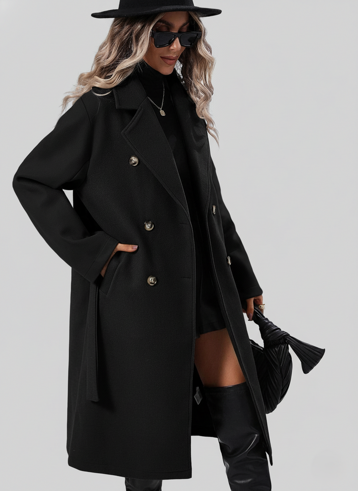 Maisie | Womens Double Breasted Belted Lapel Coat