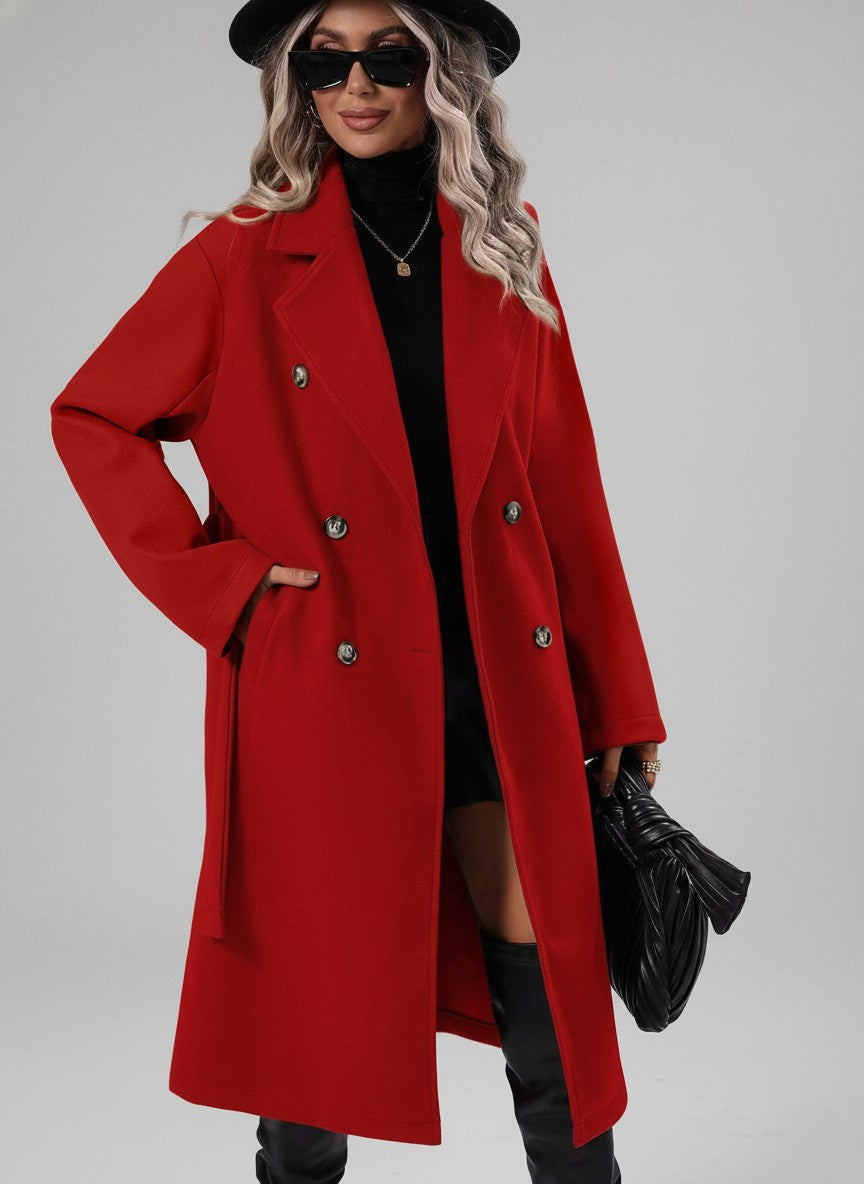Maisie | Womens Double Breasted Belted Lapel Coat