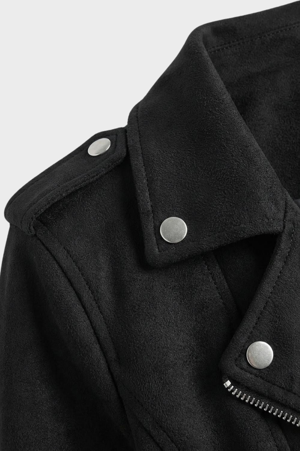 Maisie | Womens Fitted Suede Zip Collared Moto Jacket