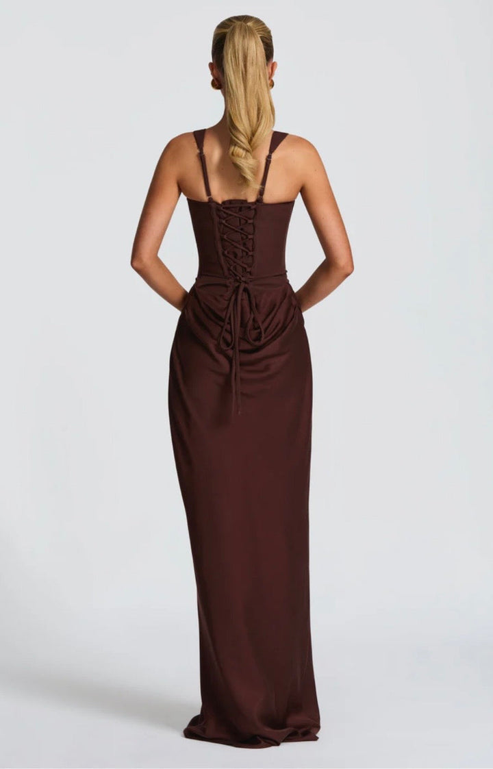 Matilda | Sleeveless Wedding Guest Corset Maxi Dress