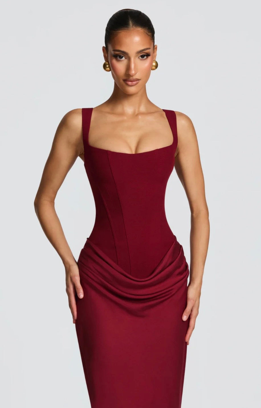 Matilda | Sleeveless Wedding Guest Corset Maxi Dress