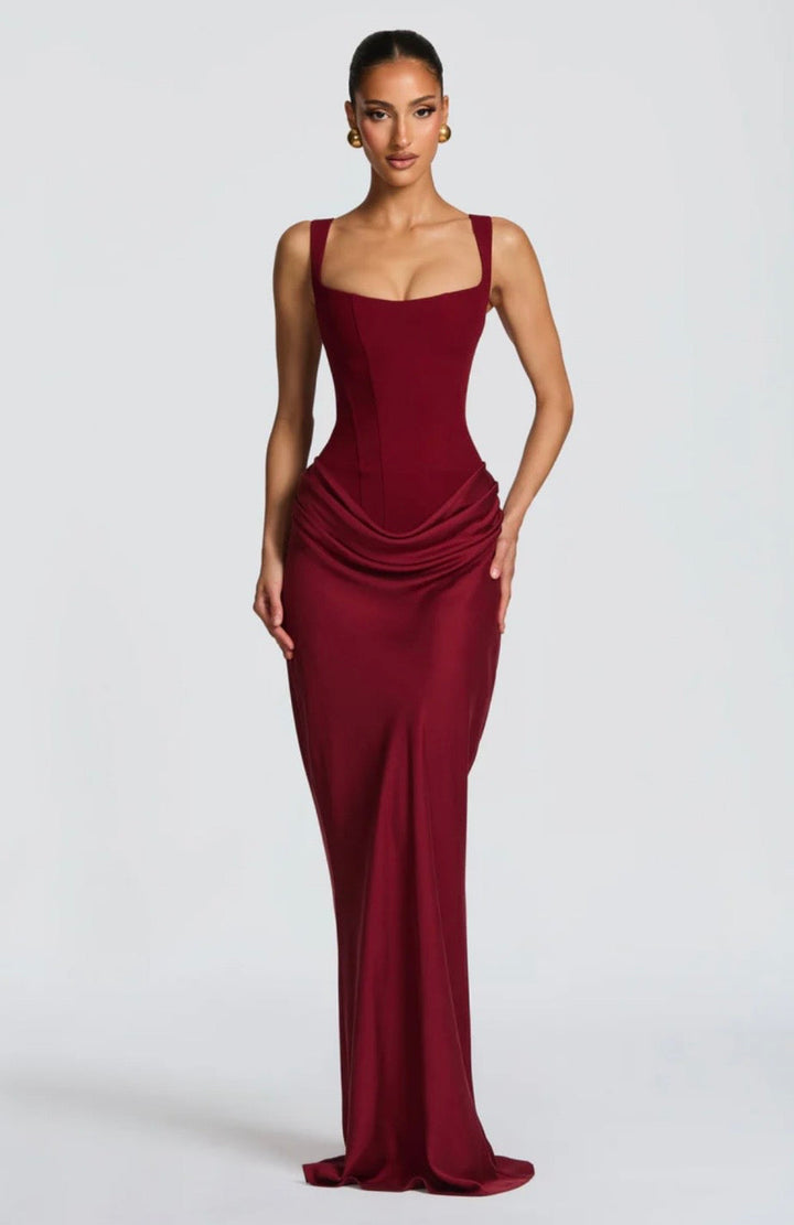 Matilda | Sleeveless Wedding Guest Corset Maxi Dress