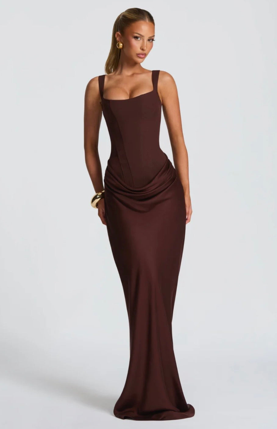 Matilda | Sleeveless Wedding Guest Corset Maxi Dress