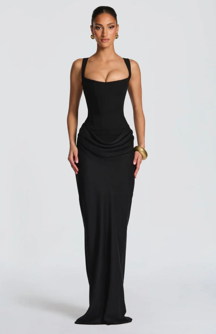 Matilda | Sleeveless Wedding Guest Corset Maxi Dress